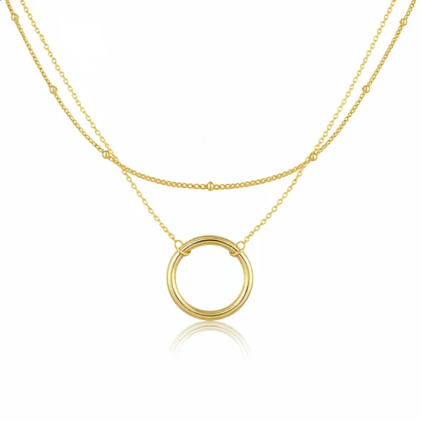 שרשרת לורי כפולה כסף 925 בציפוי זהב על רקע לבן – LEO Jewelry