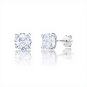 עגילי סוליטר כסף