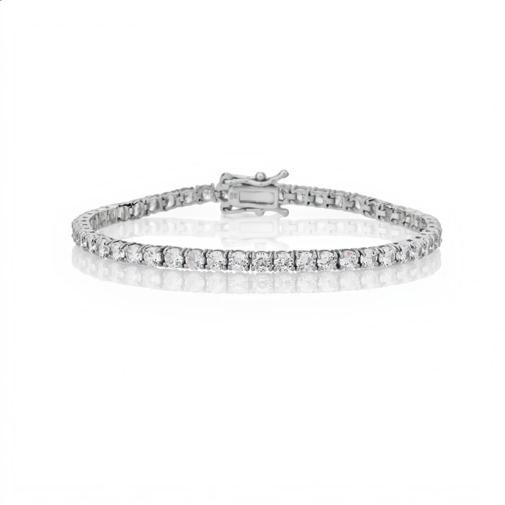 צמיד טניס 3 מ״מ על רקע לבן – LEO Jewelry